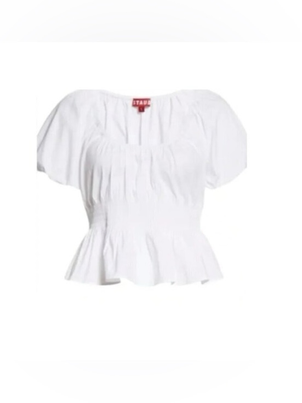 Staud White Puff Sleeve Lucia Top - Medium